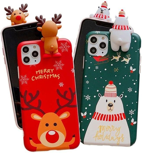 Christmas Case for iPhone 15 Pro Max, Merry Christmas 3D Cute Snowman Santa/Elk Antlers Deer Soft Silicone TPU Shockproof Protective Case for Wome...