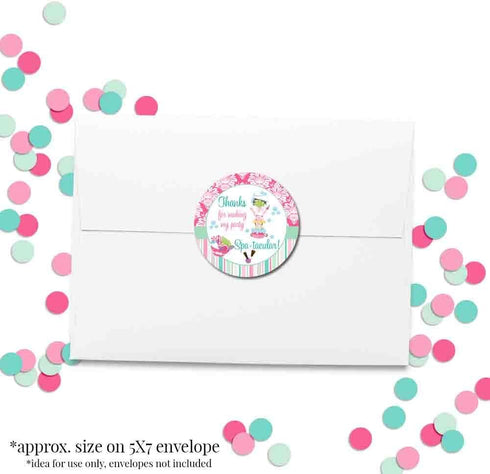 Spa & Pampering Birthday Party Thank You Sticker Labels, 40 2" Party Circle Stickers by AmandaCreation, Great for Party Favors, Envelope Seals & G...