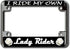 Lady Rider White Rose Chrome Motorcycle License Plate Frame...