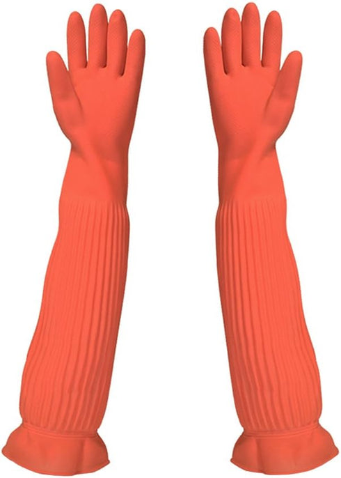 Household Arms Length Rubber Latex Cleaning Long Glove Reusable Kitchen Natural Rubber Living Wash Gloves...