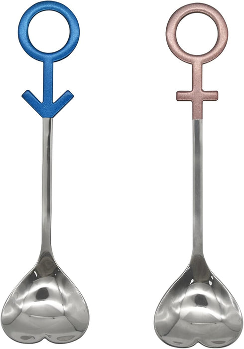 2Pcs Heart Shaped Dessert Spoon 18/10(304) Stainless Steel Couple Spoon with Decortive Handle 6.1inch Sugar Spoon for Coffee Tea Ice Cream Espress...