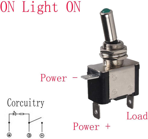 ESUPPORT 12V 20A AMP Green LED Light Rocker Toggle Switch SPST ON/OFF Car Motor Pack of 10...