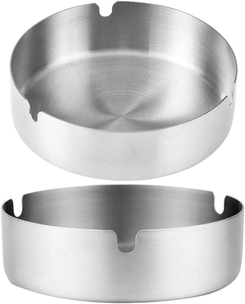 Pack of 4 Ashtray Round Stainless Steel Cigarette Ashtray Set for Hotel, Restaurant, Outdoors and Indoor...