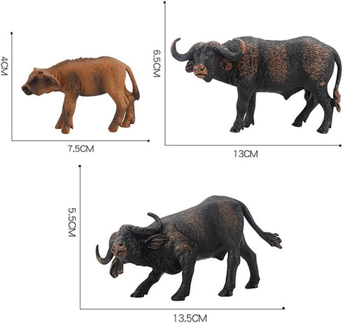 3 Pcs African Safari Bull Action Figure Toy, Realistic Buffalo Figurines Collection Playset Preschool Science Educational Learn Cognitive Props?...