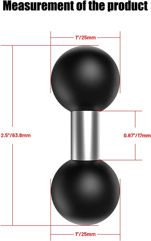 Double 1" Ball Mount Base Ball Adapter Compatible with RAM Mounts B Size 1 inch Double Ball Socket Arms, Black-1...