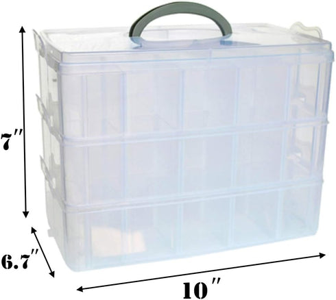 Sooyee 3-Layer Things & Crafts Storage Box with 30 Adjustable Compartments for Organizing Washi Tape, Embroidery Accessories, Threads Bobbins, Kid...
