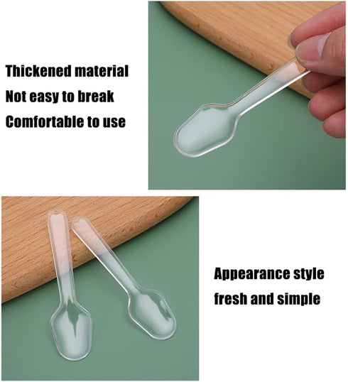 500PCS Clear Plastic Tasting Spoons Disposable Mini Tasters Small Taster Spoons Ice Cream Frozen Dessert Jelly Desert Cake Spoon for Food Trucks W...