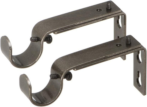 Ivilon Adjustable Brackets for Curtain Rods - for 7/8 or 1 Inch Rods. Set of 2 - Pewter...