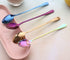 JUCOXO Long Handle Iced Tea Spoon, Stainless Steel Coffee Mixing Spoons, Long Cream Dessert Spoons Set of 4 (Rainbow), Dishwahser Safe...