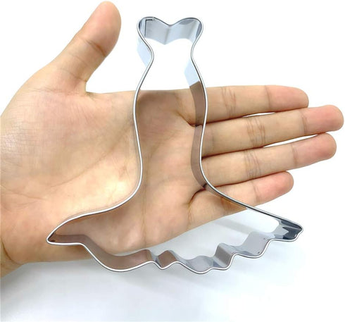 LILIAO Wedding Dress Cookie Cutter for Wedding/Engagement - 4 x 4.3 inches - Stainless Steel...