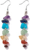 7 Chakra Stone Long Drop Dangle Earrings Colorful Necklace Set Crystal Hook Reiki Healing Beads for Women Yoga Energy Balancing Jewelry...