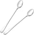 2 PCS Long Coffee Spoons Long Handle Ice Tea Spoons Stainless Steel Long Spoon Silver Ice Cream Spoon Cocktail Mixing Spoons for Cold Drink Ice Cr...