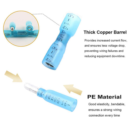 Heat Shrink Bullet Connectors, 100 Pcs Female Male Electrical Bullet Butt Terminals Insulated Waterproof Marine Bullet Connectors for Watercraft, ...
