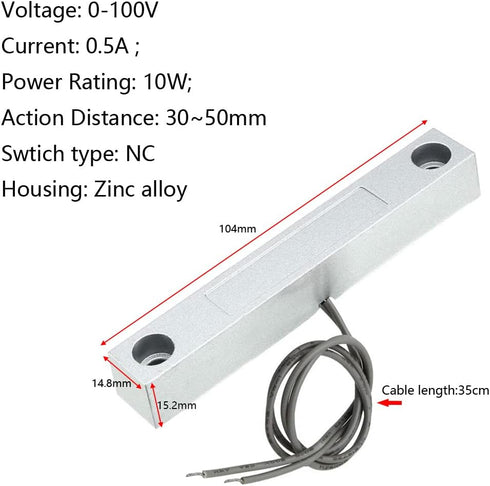 Home Security Wired Rolling Door Contact Magnetic Reed Switch MC-58 Alarm Sensor Magnetic Switch with 2 Wires for N.C. Applications...