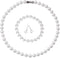 White 8mm Faux Hand Knotted Glass Imitation Pearls Necklace Earring Stainless steel Butterfly spiral buckle Jewelry 3 Set for Women and Men...