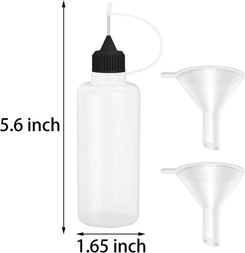 12 Pcs 4 Ounce Needle Tip Glue Bottle 120ml Plastic Dropper Bottles Multicolor Lid with 2 Pcs Mini Funnel for Small Gluing Projects, Paper Quillin...