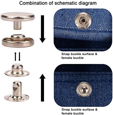 Snap Fastener Kit,Metal Snaps Buttons with Fixing Tools, 4 Color Clothing Snaps Kit for Clothing, Leather, Jacket, Jeans Wear, Bags, Bracelet...