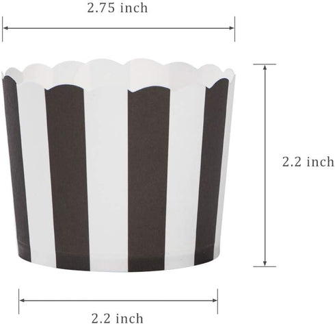 Webake Nonstick Paper Baking Cups for Popcorn Cupcake, 6oz Cupcake Bath Bomb, Muffin Case, Set of 50, Black Stripe for Halloween Party Decorations...