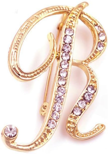 Women A-Z Initial Pins 26 Letters Pins Gold Plated Metal Brooches Clear Crystal Rhinestone Brooch Breastpin Badge...