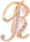 Women A-Z Initial Pins 26 Letters Pins Gold Plated Metal Brooches Clear Crystal Rhinestone Brooch Breastpin Badge...