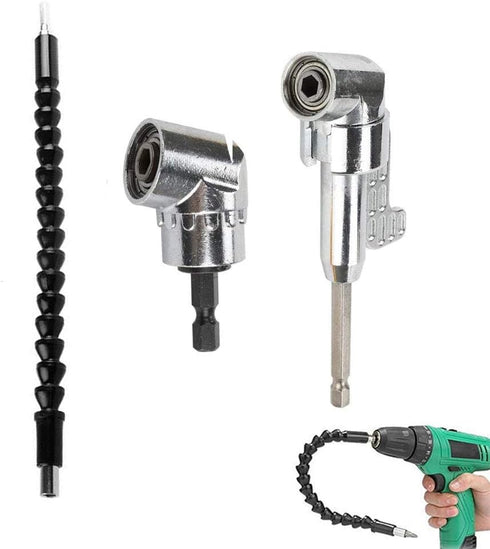 105 Degree Right Angle Driver Angle Extension Power Screwdriver Drill Attachment, 1/4 inch Flexible Angle Extension Bit Kit for Screwdriver &Drill...