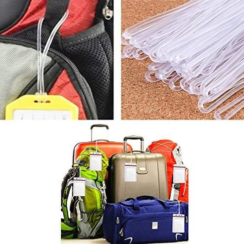 GYBest Best 100-Pack 6'' Clear Plastic Luggage Tag Loops...