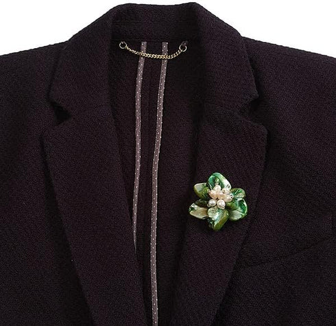 50mm/Green Shell with Freshwater Pearl Bead Asymmetric Flower Brooch/Handmade/Slight Variation In Colour/Size/Shape/Natural Irregularities...