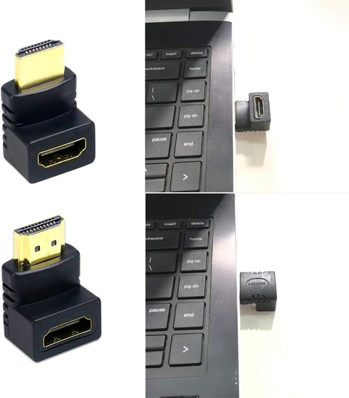 6Pack 3D and 4K HDMI Angled Adapter Combo 2 Pcs 90 and 270 Degree 4 Pcs Vertical Flat Left and Right 90 Degree Male to Female HDMI Adapter TV Conn...