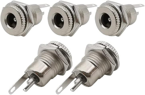 5 Pack 5.5mm x 2.1mm Female Socket Panel Mount Connector 5.5x2.1mm DC-099 Power Supply Jack Terminal Plug Adapter Replacement Repair Parts Solder ...