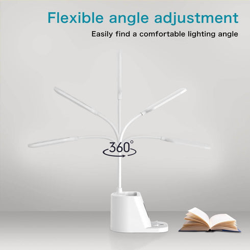 Small Desk Lamp with Wireless Charger, Desk Lights for Home Office - LED, White,Brightness Adjustment, 3 Color Modes,500LM, Study Lamp with Pen Ho...