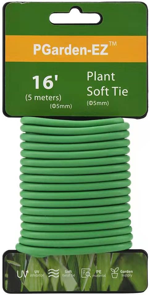 Green Soft Twist Tie Plant Tie Flexible TPR Garden Supply, for Tomatoes Roses Vines Organizing(16.4 feet/ 5 Meters)…, 16 feet...