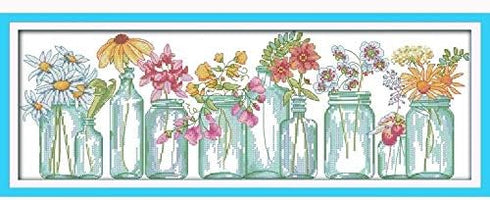 The Flower vases Crafts 14CT Counted Cross Stitch Kit DIY 11CT Printed Stitch,Sets for Embroidery Kits Cross-Stitching (11ct Print Fabric)...