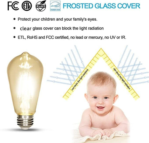 LED Edison Bulb 4W,Antique 40W Vintage Edison Bulb,E26 Light Bulb Non Dimmable Led Bulb 450 Lumens 5500K Cold White,Pack of 3...
