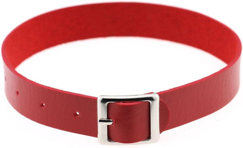 Multicolor PU Simulated Leather Silver-tone/Gold-tone Buckle Adjustable Belt Collar Choker Necklace...