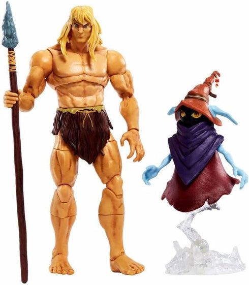 Masters of the Universe Masterverse Revelation Savage He-Man Action Figure with 30+ Articulated Joints, 3 Weapons, Harness & Orko Figure with ‘Flo...