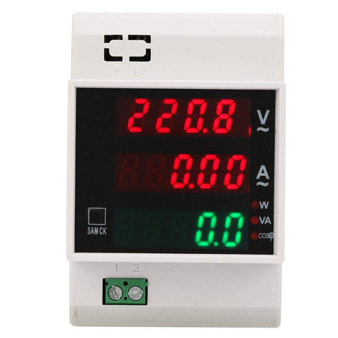 Power Meter Voltmeter Ammeter, Multi-Functional Digital Din Rail Power Factor Voltage Current Power Tester, Multimeter Volt Amp Watt Meter (AC 200...