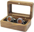 Rustic Black Walnut Wooden Round Cufflinks Tie Clips With Organizer Box for Men...