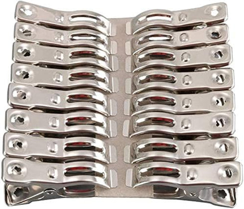 Clothes Pins 32 Pcs Metal Beach Chair Towel Clips,Heavy Duty Stainless Steel Clothespin, Row Cover Clips,Garden Clips,Greenhouse Clamps...