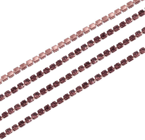 Fashewelry 10 Yards Crystal Rhinestone Close Cup Chain 2mm Trimming Beaded Applique Claw Chain Roll for DIY Art Craft Clothes Wedding Party Decora...