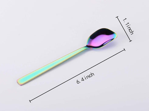 Yogurt Spoon, Stainless Steel Gelato/Ice Cream Spoon, Multi-color Fruit Spoon, Dessert Spoon, 6.4-inch, Set of 6...