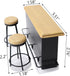 Dollhouse Furniture Metal Bar Table & Chair with Wood Top Pub Set 1:12 Scale Miniature Accessories Bar Counter Stool Mini Dining Coffee Table Mode...