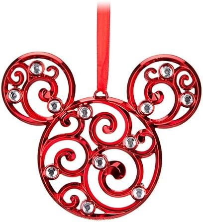 Disney Bohemian Holiday Filigree Red Mickey Mouse Icon Ornament...