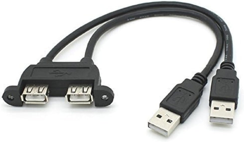 Seadream Dual USB 2.0 Male to Female Extension Cable 30cm with Screw Panel Mount Holes...