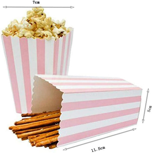 BinaryABC Popcorn Boxes,Stripe Pattern Decorative Dinnerware for Party,11.5 x 5CM,24pcs,Pink...