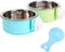 Crate Dog Bowl, Removable Stainless Steel Water Food Feeder Bowls Hanging Pet Cage Bowl Cage Coop Cup for Dogs Cats Puppy Rabbits Bird and Small P...
