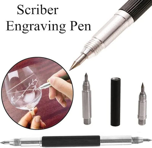 3Pcs DIY Ceramics Engraving Tool Durable Anti Slip Handle Lettering Alloy Tip Double End Etching Pen Scriber Marking Engraving Tools...