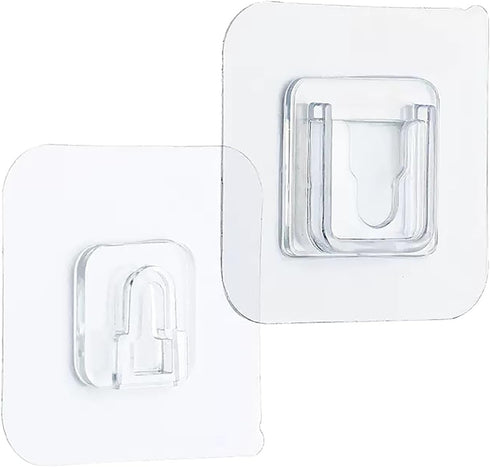 Adhesive Hooks, Clear Double Sided Adhesive Wall Hooks, Traceless Wall Mount Sticky Hook, Waterproof Self Wall Hangers for Kitchen Bathroom Shower...