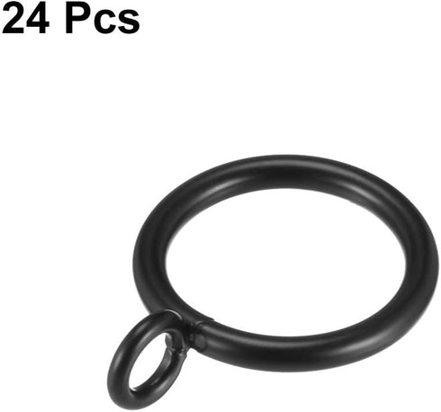 uxcell Curtain Rings Metal 1 Inch Inner Dia Drapery Ring for Curtain Rods Black 24 Pcs...