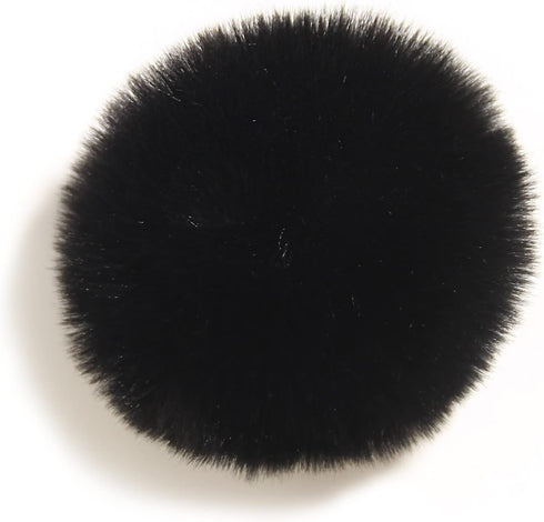 SUSULU Black Pom Poms for Crafts Fluffy Faux Fur Pom Pom Balls Small Black Pompoms with Tiny Cord for Hat Shoes Garment Accessories 2.8in Pack of ...
