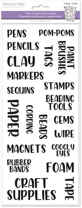 Craft Room Organization Labels Paper Sticker - 2 Sheets - 5 x 12 Inches...